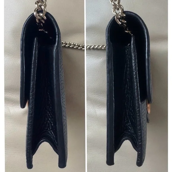 Authentic Gucci Dollar GG Interlocking Black Leather Chain Crossbody Clutch Bag - Picture 6 of 11